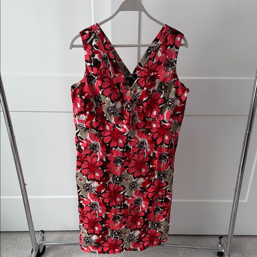 East 5th Red and Black Floral Midi Dress